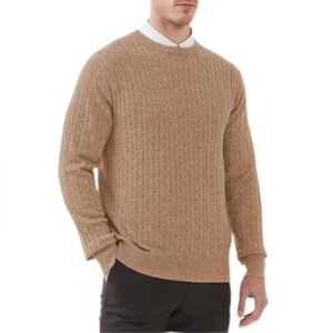 Kallspin Wool Blend Crew Neck Cable-Knit Pullover Sweater, Coffee, NWT, X-Latge